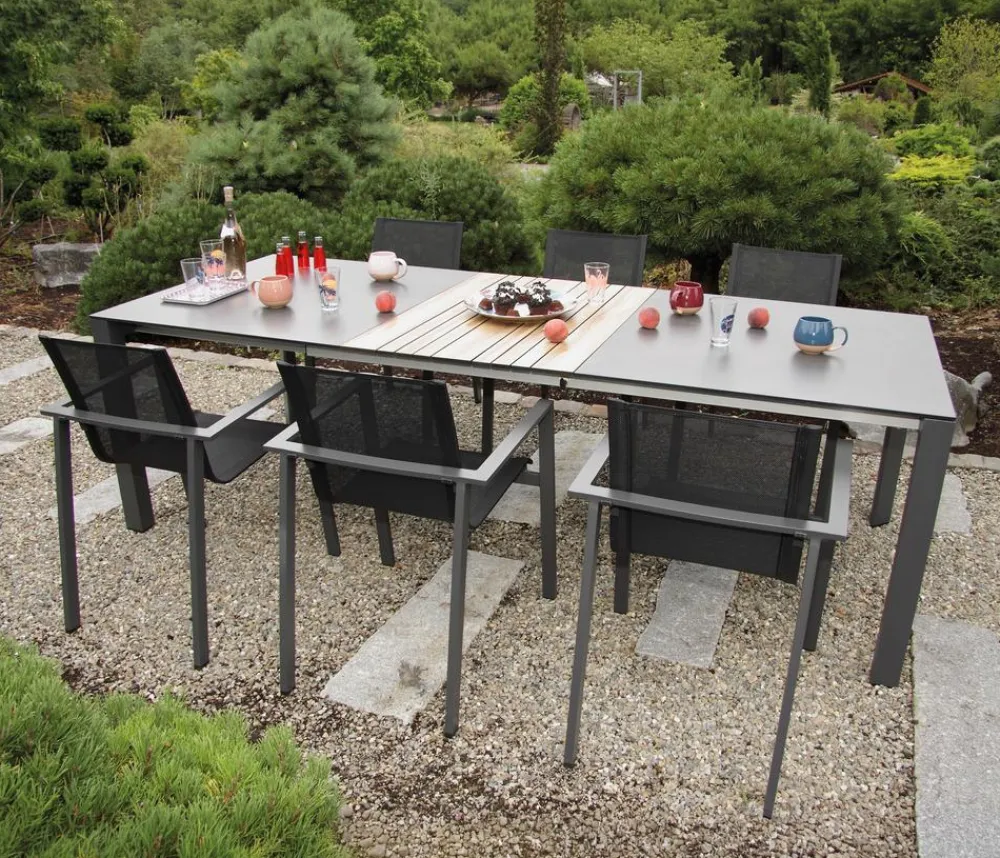 Acamp Gartenmöbel-Set Ausziehtisch Woody und Stapelstuhl Hollywood, 7-teilig Hot