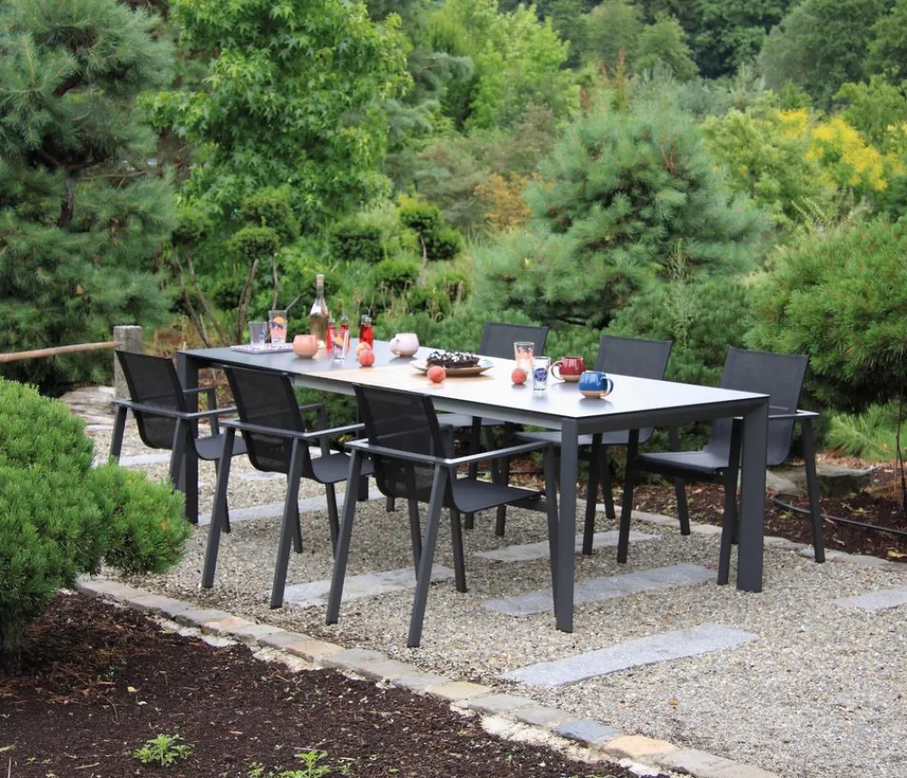 Acamp Gartenmöbel-Set Ausziehtisch Woody und Stapelstuhl Hollywood, 7-teilig Hot