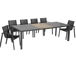Acamp Gartenmöbel-Set Ausziehtisch Woody und Stapelstuhl Hollywood, 7-teilig Hot