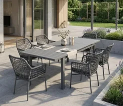 Acamp Gartenmöbel-Set Ausziehtisch Chicago und Stapelsessel Rom, 7-teilig Discount