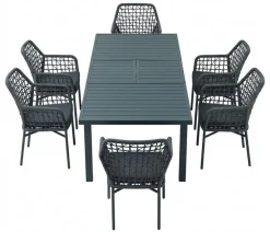 Acamp Gartenmöbel-Set Ausziehtisch Chicago und Stapelsessel Rom, 7-teilig Discount