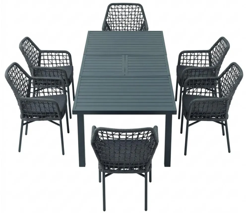 Acamp Gartenmöbel-Set Ausziehtisch Chicago und Stapelsessel Rom, 7-teilig Discount