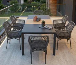 Acamp Esstisch-Gruppen|Gartenmöbel-Sets > Gartenmöbel-Set Ausziehtisch Woody und Stapelsessel Rom, 7-teilig