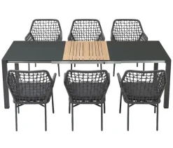 Acamp Esstisch-Gruppen|Gartenmöbel-Sets > Gartenmöbel-Set Ausziehtisch Woody und Stapelsessel Rom, 7-teilig