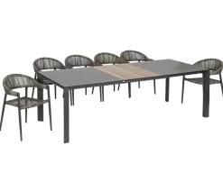 Acamp Esstisch-Gruppen|Gartenmöbel-Sets > Gartenmöbel-Set Ausziehtisch Woody und Stapelsessel Brooklyn, 7-teilig