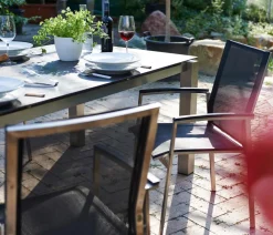 Acamp Esstisch-Gruppen|Gartenmöbel-Sets - Gartenmöbel-Set Keramiktisch Auris und Stapelstuhl Auris, 7-teilig