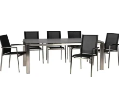 Acamp Esstisch-Gruppen|Gartenmöbel-Sets - Gartenmöbel-Set Keramiktisch Auris und Stapelstuhl Auris, 7-teilig