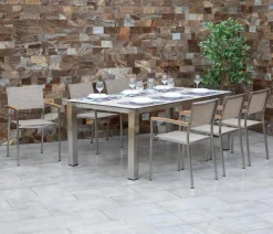 Acamp Esstisch-Gruppen|Gartenmöbel-Sets - Gartenmöbel-Set Keramiktisch Auris und Stapelstuhl Skye, 7-teilig