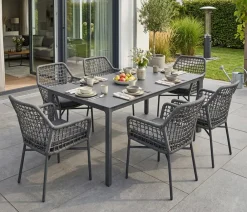Acamp Esstisch-Gruppen|Gartenmöbel-Sets - Gartenmöbel-Set Rom, 7-teilig Dunkelgrau