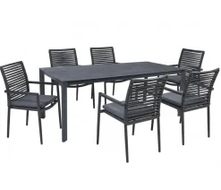 Acamp Esstisch-Gruppen|Gartenmöbel-Sets > Gartenmöbel-Set Tisch Rom und Stapelstuhl New Jersey, 7-teilig
