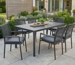 Acamp Esstisch-Gruppen|Gartenmöbel-Sets > Gartenmöbel-Set Tisch Rom und Stapelstuhl New Jersey, 7-teilig
