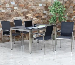 Acamp Esstisch-Gruppen|Gartenmöbel-Sets - Gartenmöbel-Set Tisch Skye und Stapelstuhl Auris, 5-teilig