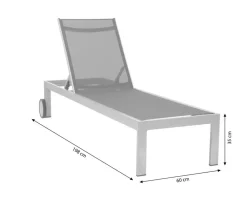 Acamp Sonnenliege Rimini, ca. B60/H35/T198 cm Schwarz Hot