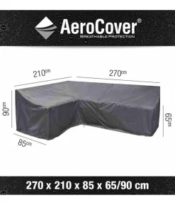 Aerocover Schutzhüllen - Loungesethülle L-Form, 270 links x210x85xH 65/90 cm Dunkelgrau