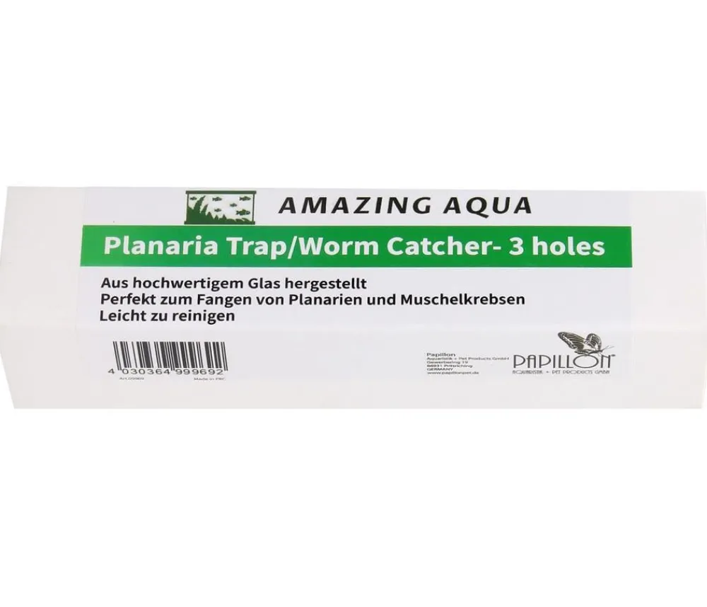 Amazing Aqua Mehr Aquarium Zubehör - Glas-Planarienfalle, 3 Löcher, ca. B2,5/H12,7/T2,5 cm Transparent