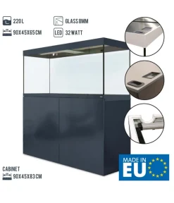 amtra Aquarium Kombination ALUX 220 LED, ca. B90/H148/T45 cm, 220 l Dunkelgrau Clearance