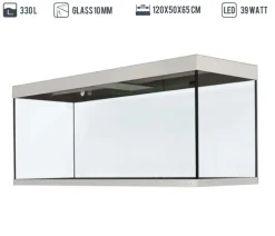 amtra Aquarium Komplettsets - Aquarium Kombination ALUX 330 LED, ca. B120/H148/T50 cm, 330 l Weiß