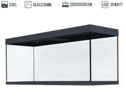 amtra Aquarium Komplettsets - Aquarium Kombination ALUX 330 LED, ca. B120/H148/T50 cm, 330 l Dunkelgrau