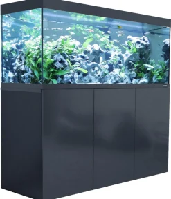 amtra Aquarium Komplettsets - Aquarium Kombination ALUX 330 LED, ca. B120/H148/T50 cm, 330 l Dunkelgrau