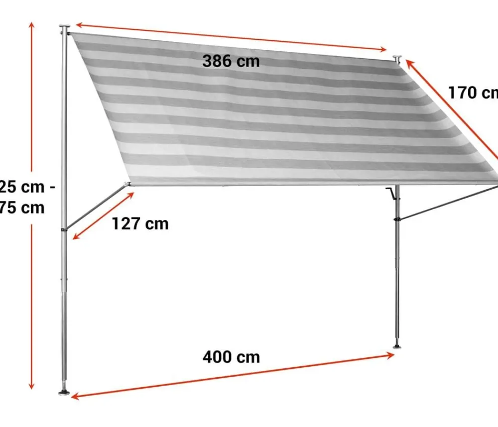 Angerer Markisen > Klemmmarkise Premium, gestreift, ca. B400/H275/T170 cm