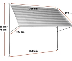 Angerer Markisen > Klemmmarkise Premium, gestreift, ca. B350/H275/T170 cm