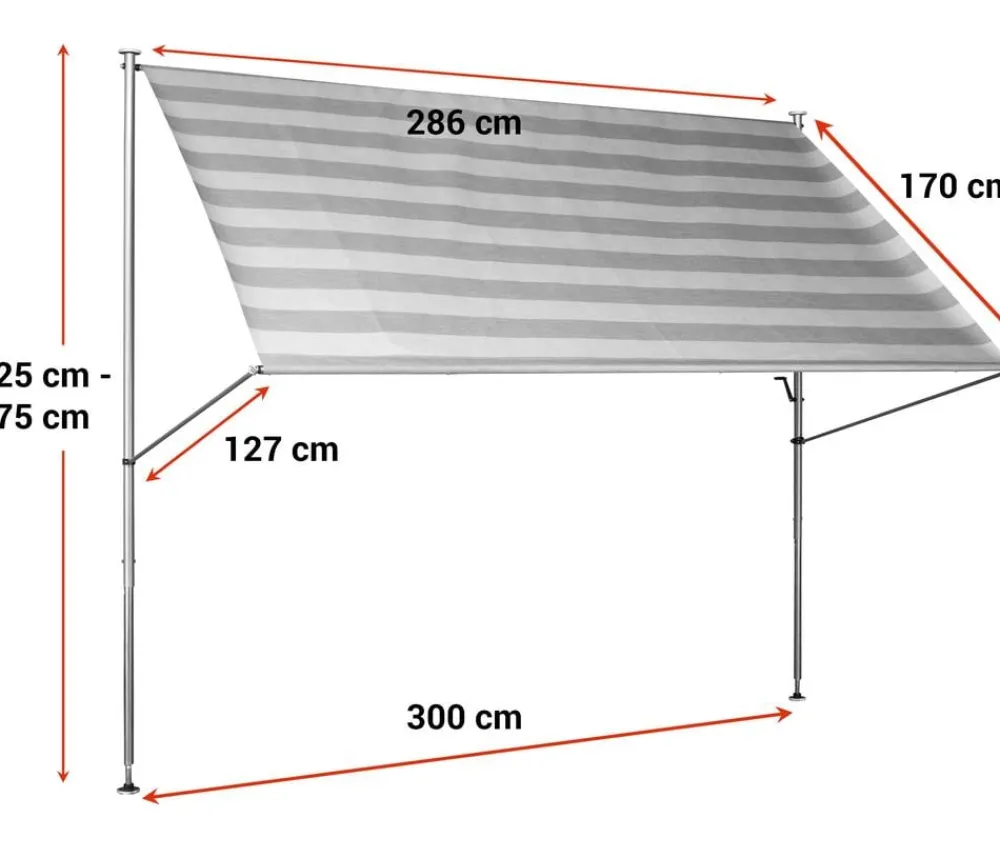 Angerer Markisen > Klemmmarkise Premium, gestreift, ca. B300/H275/T170 cm
