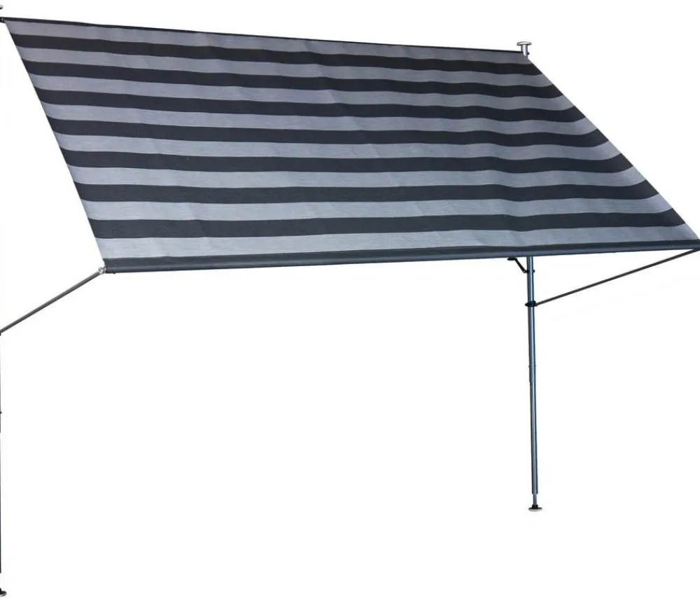 Angerer Markisen - Klemmmarkise Premium, gestreift, ca. B350/H275/T170 cm Dunkelgrau