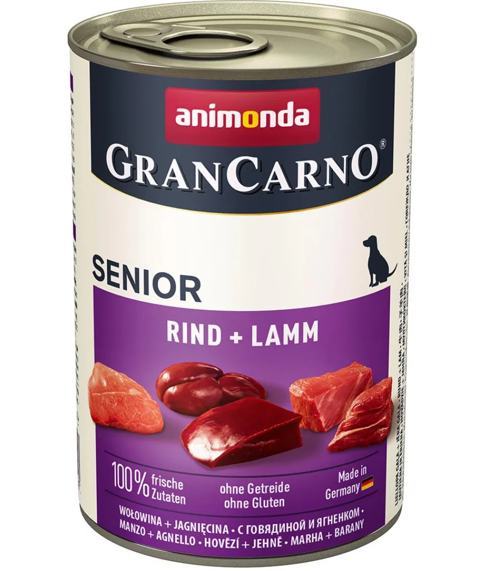 animonda GRANCARNO® Nassfutter Hund - Nassfutter für Hunde Senior, Rind & Lamm, 6 x 400 g
