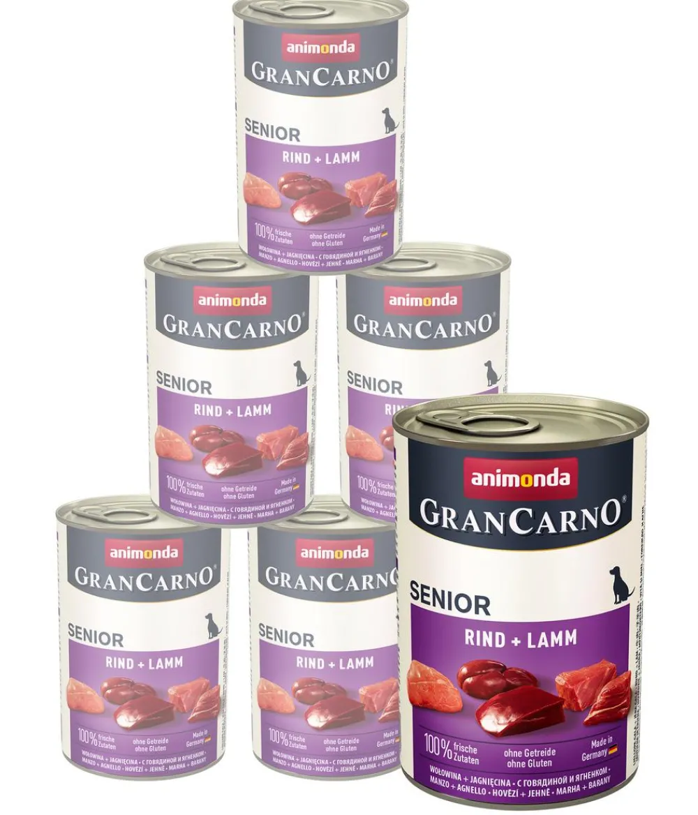 animonda GRANCARNO® Nassfutter Hund - Nassfutter für Hunde Senior, Rind & Lamm, 6 x 400 g