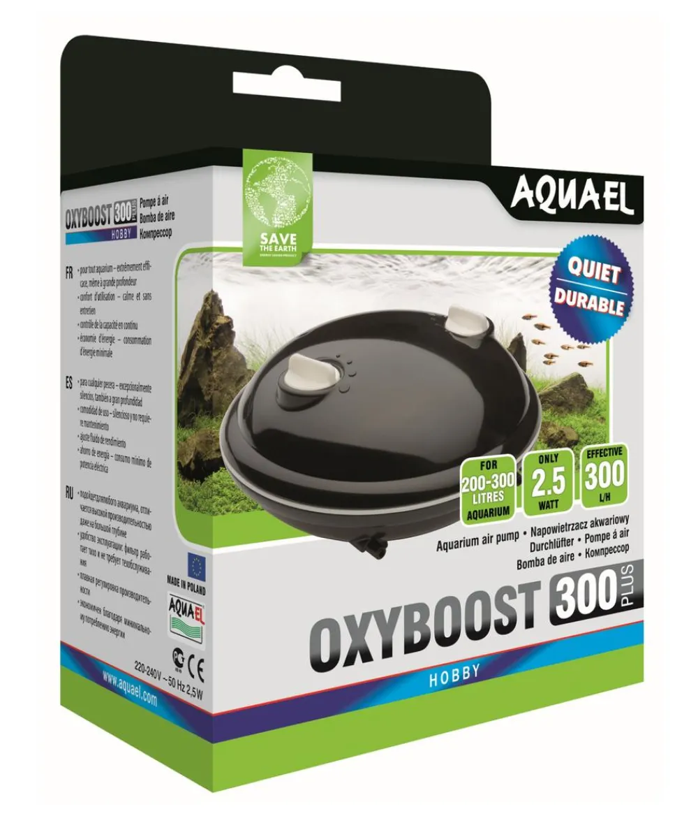 Aquael Aquarium Membranpumpe Oxyboost APR-300 Plus Schwarz Best