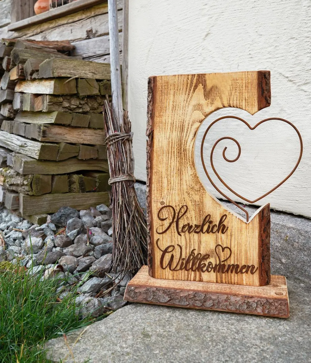 Badeko Mehr Gartendekoration|Gartenzwerge & Gartenfiguren > Holz-Ständer Herzlich Willkommen, ca. H54 cm