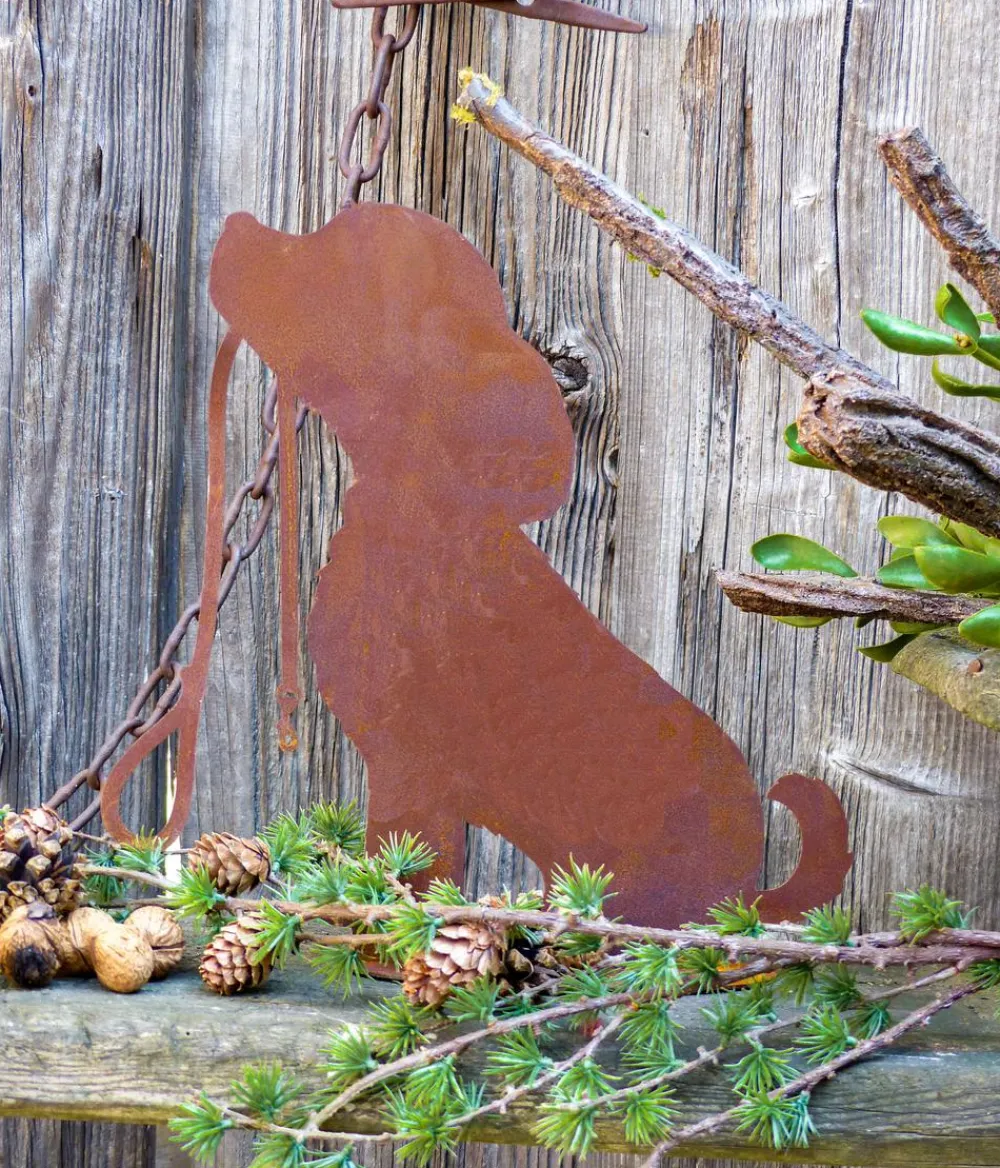 Badeko Mehr Gartendekoration|Gartenzwerge & Gartenfiguren - Metall-Hund Rocki, ca. H30 cm Braun
