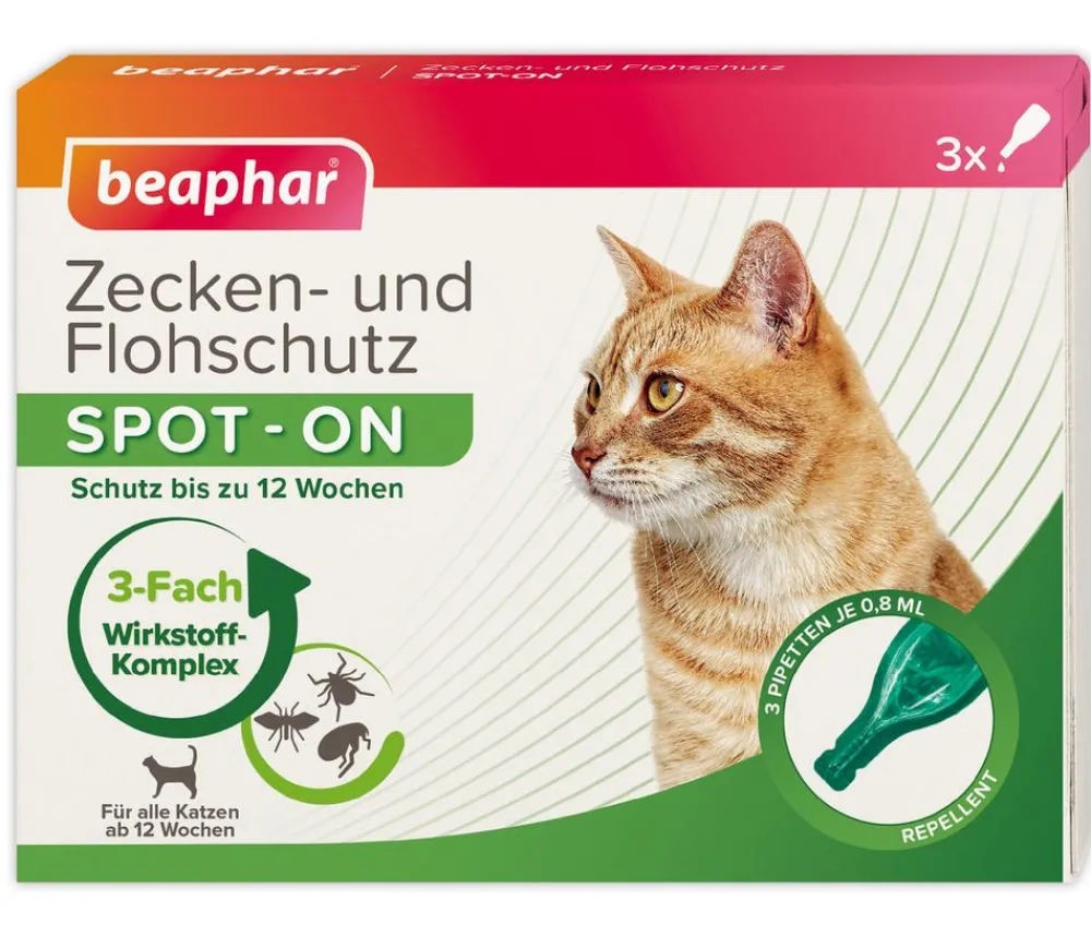 Beaphar Ungezieferschutz|Katzenpflege > Zecken- & Flohschutz SPOT-ON für Katzen, 3x0,8 ml