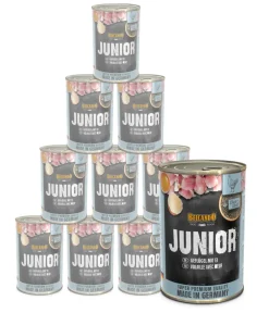 BELCANDO® Nassfutter Hund - Nassfutter für Hunde Junior, Geflügel & Ei, 12 x 400 g