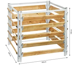 Bellissa Komposter & Abfallbehälter - Kompostersilo Metall/Holz, ca. B100/H100/T100 cm