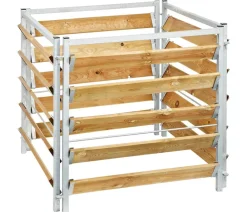 Bellissa Komposter & Abfallbehälter - Kompostersilo Metall/Holz, ca. B100/H100/T100 cm