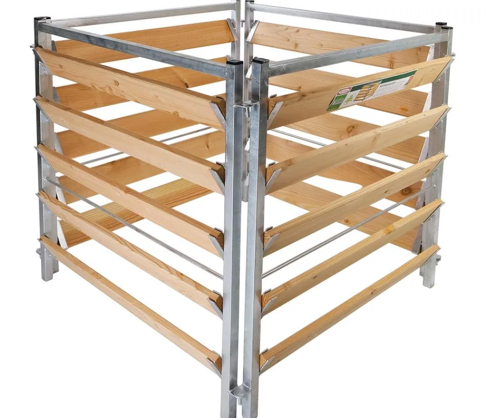 Bellissa Komposter & Abfallbehälter - Kompostersilo Metall/Holz, ca. B100/H100/T100 cm