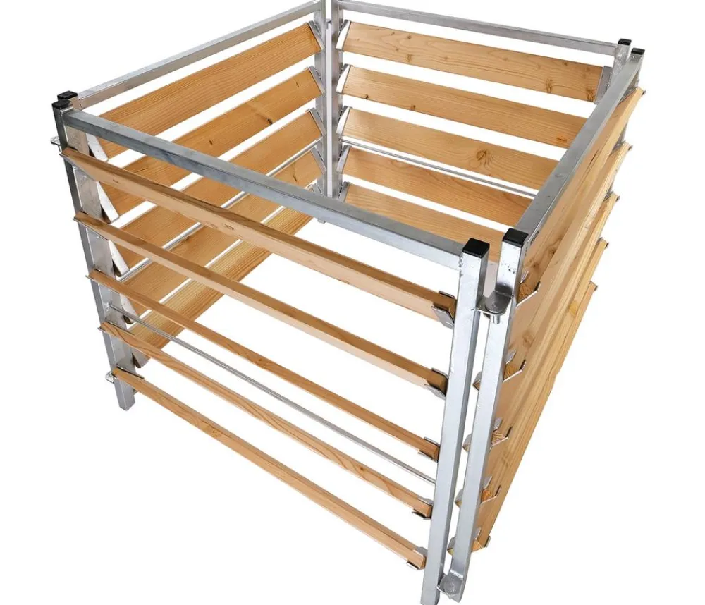 Bellissa Komposter & Abfallbehälter - Kompostersilo Metall/Holz, ca. B100/H100/T100 cm