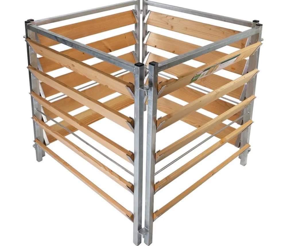 Bellissa Komposter & Abfallbehälter - Kompostersilo Metall/Holz, ca. B100/H100/T100 cm