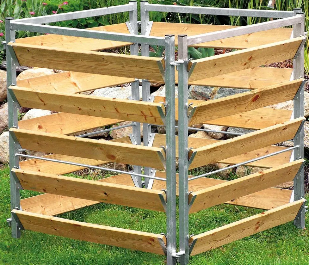 Bellissa Komposter & Abfallbehälter - Kompostersilo Metall/Holz, ca. B100/H100/T100 cm