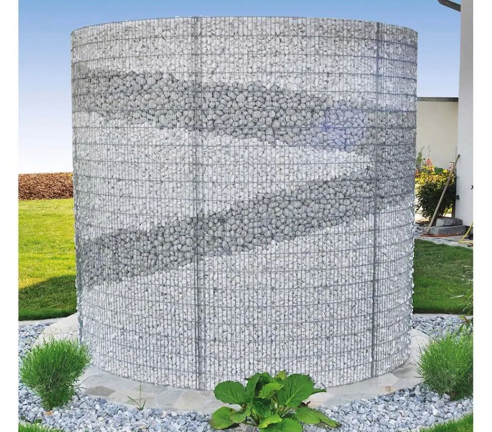 Bellissa Zäune, Gabionen & Zubehör - Schneckendusche/Umkleide Gabione, 230 x 180 x 210 cm Hellgrau