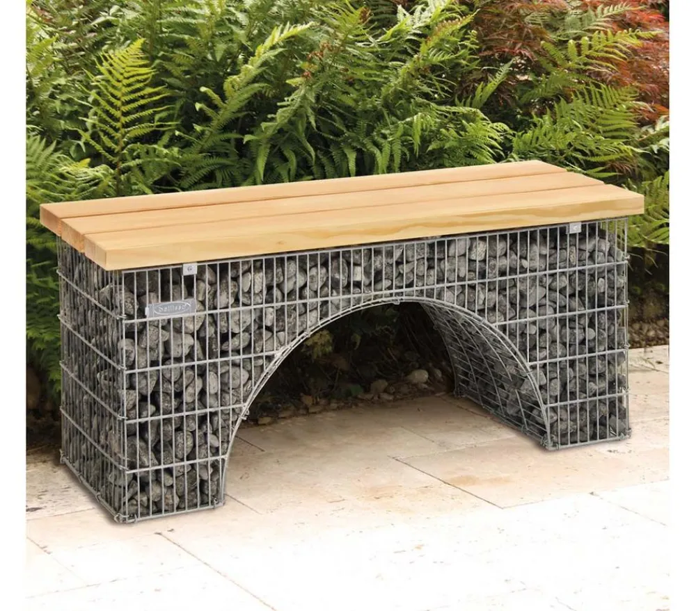 Bellissa Gartenbänke Holz - Sitzbank Bogengabione, 125 x 45 x 54 cm