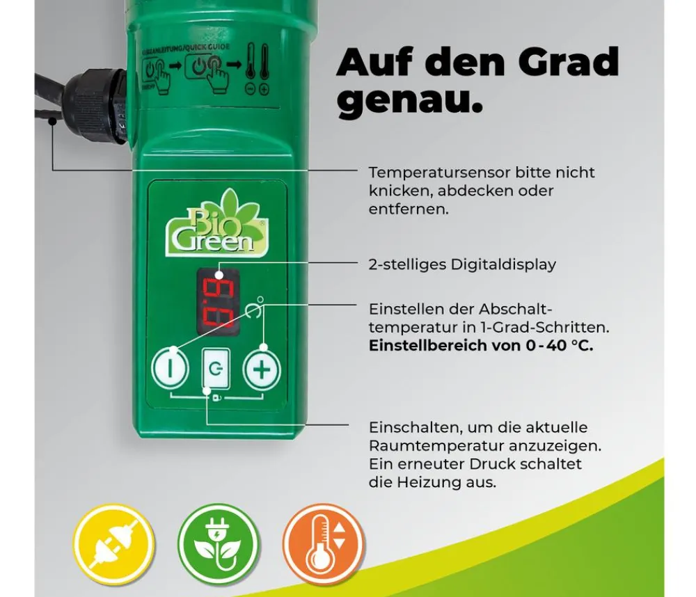 Bio Green Elektro-Gewächshausheizung 135 W mit integriertem Thermostat, ca. B100/H5/T5 cm Grün Sale