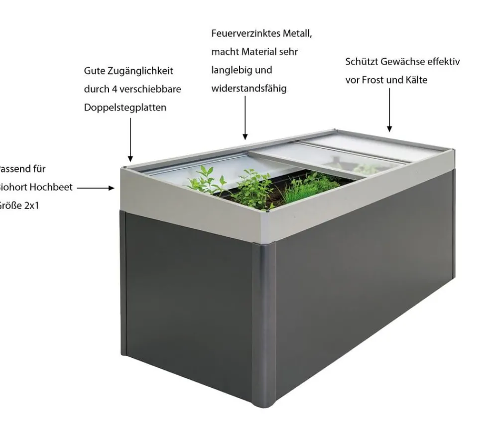 biohort Hochbeete & Frühbeete > Frühbeetaufsatz 2x1, ca. B200,2/H28,5/T101,8 cm