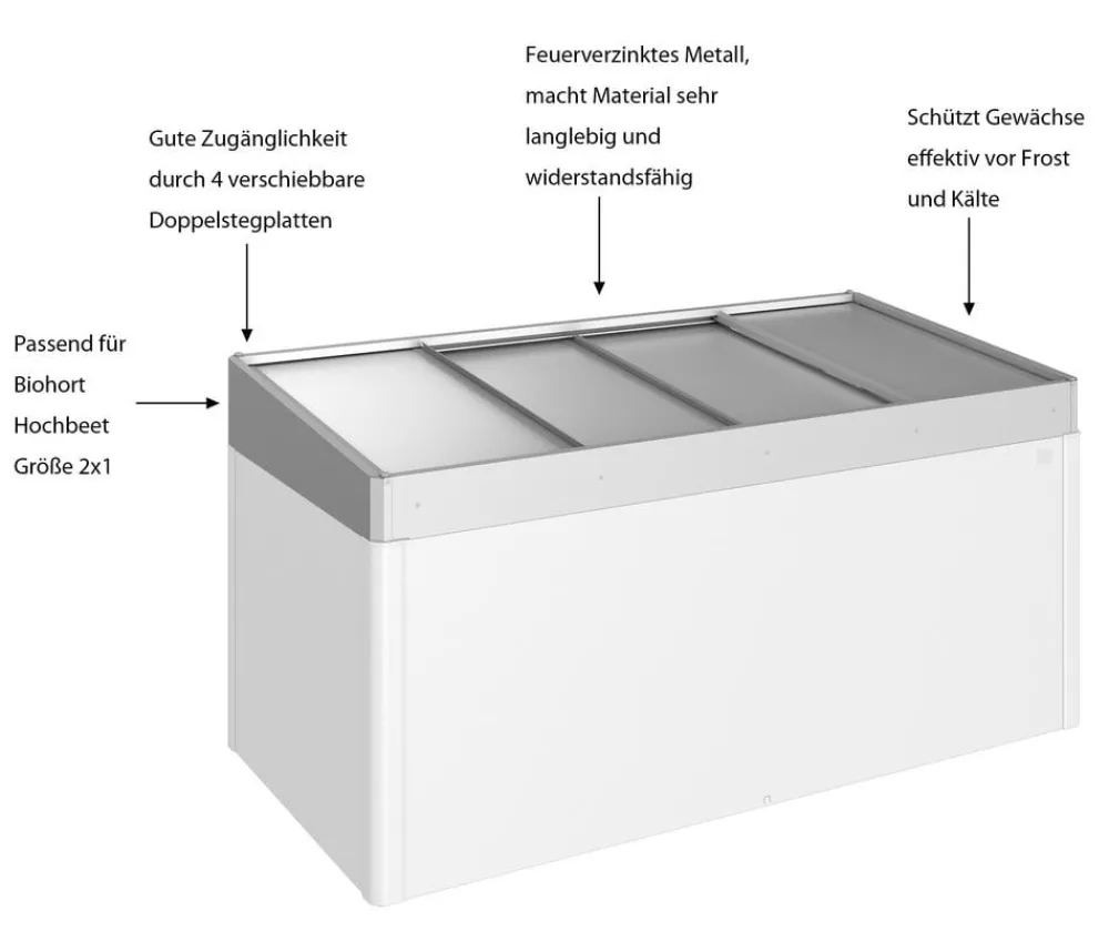 biohort Hochbeete & Frühbeete > Frühbeetaufsatz 2x1, ca. B200,2/H28,5/T101,8 cm