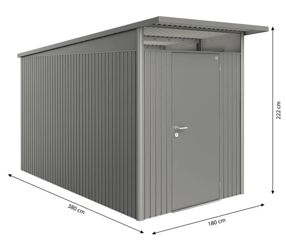 biohort Gerätehaus AvantGarde® Gr. A4, ca. B180/H222/T380 cm Quarzgrau Sale