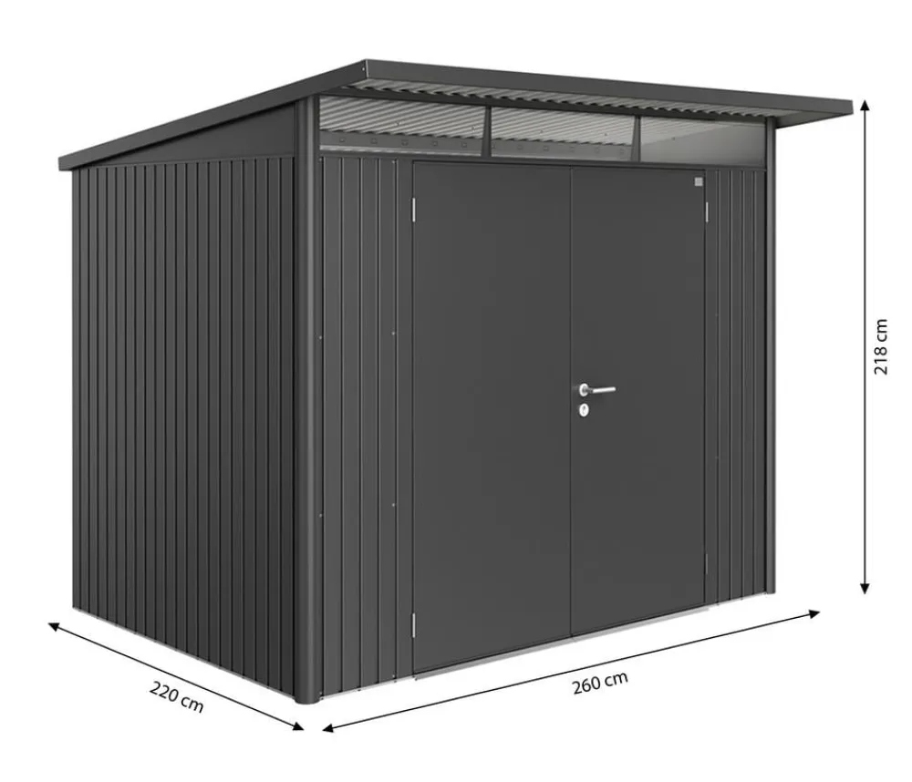 biohort Gerätehaus AvantGarde® A5, ca. B260/H218/T220 cm Dunkelgrau Clearance