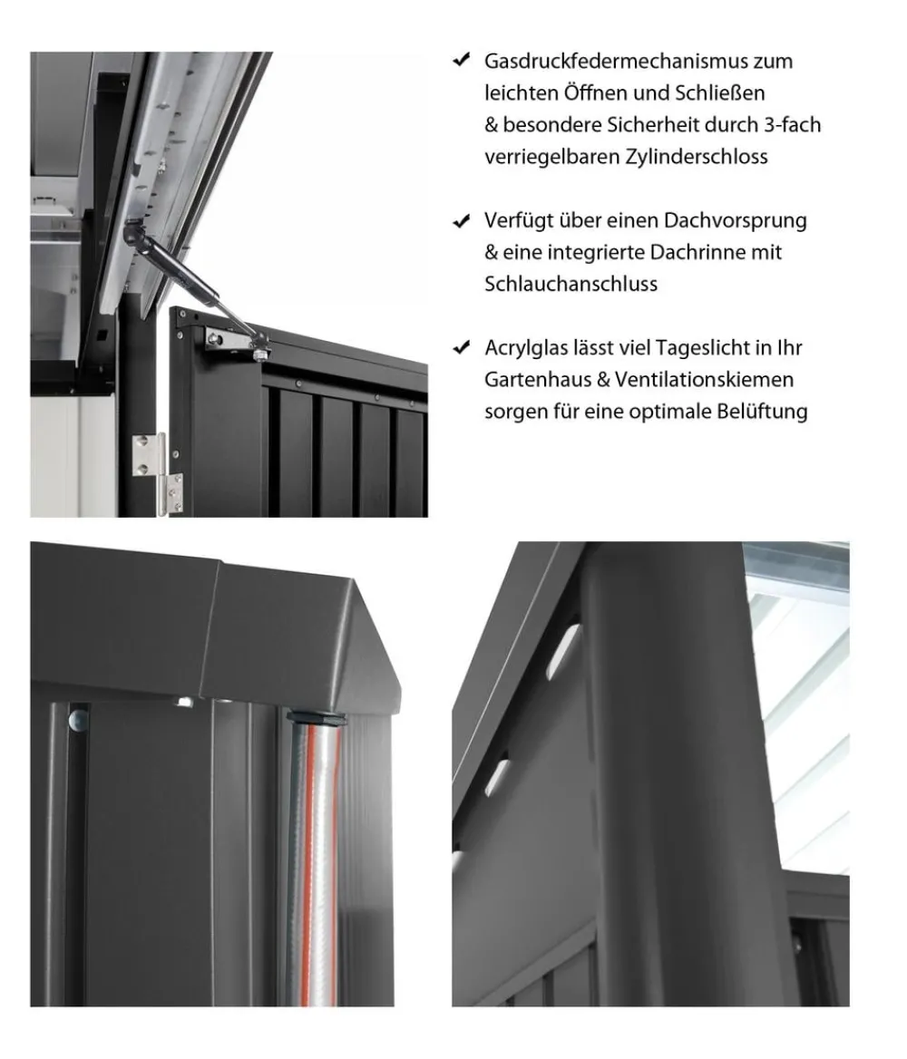 biohort Gartenhäuser & Gerätehäuser - Gerätehaus AvantGarde® A5, ca. B260/H218/T220 cm Quarzgrau
