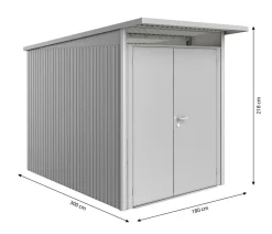 biohort Gerätehaus AvantGarde® Gr. A3, ca. B180/H218/T300 cm Silber Clearance