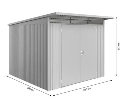 biohort Gartenhäuser & Gerätehäuser - Gerätehaus AvantGarde® A7, ca. B260/H217/T300 cm Silber